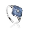 Blue Enamel Silver Ring With Diamond The Heritage, Ring Size: 6 / 16.5, image 