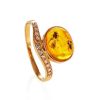 Amber Ring With Inclusions And Crystals In Gold The Clio, Ring Size: 8.5 / 18.5, image 