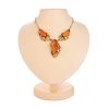 Cognac Amber Necklace In Gold-Plated Silver With Cultured Pearls The Triumph, image 