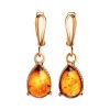 Cognac Amber Earrings In Gold-Plated Silver The Twinkle, image 