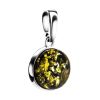 Round Silver Pendant With Green Amber The Furor, image 