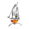 Amazing Silver Amber Decorative Ship Model, image 