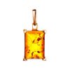 Gold-Plated Silver Pendant With Square Cognac Amber Stone The Rectangle, image 