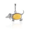 Silver Puppy Pendant With Honey Amber, image 