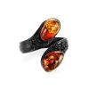 Safari Style Leather Amber Ring The Nefertiti Collection, Ring Size: Adjustable, image 