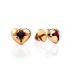 Heart Motif Gold Garnet Stud Earrings, image 