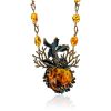 Voluminous Amber Brass Designer Necklace The Pandora, Length: 50, image 