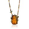 Voluptuous Floral Motif Amber Brass Necklace The Pandora, Length: 47, image 