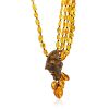 Multi Layer Amber Brass Necklace The Pandora, Length: 63, image 