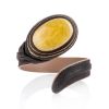 Twist Brown Leather Bracelet With Honey Amber The Nefertiti, image 
