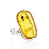 One Size Amber Ring In Sterling Silver With Inclusions The Clio, Ring Size: Adjustable, image 