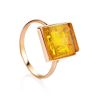 One Size Square Amber Ring In Gold The Ovation, Ring Size: Adjustable, image 