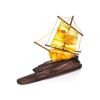 Handcrafted Amber Decorative Ship Model, image 