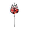 Cat Motif Silver Amber Pendant With Tassel, image 