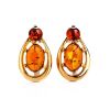Cognac Amber Earrings In Gold-Plated Silver The Prussia, image 