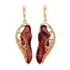 Bold Gold-Plated Earrings With Luminous Cherry Amber The Dew, image 