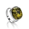 Green Amber Ring In Sterling Silver The Copenhagen, Ring Size: 5.5 / 16, image 