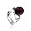 Stylish Silver Ring With Cherry Amber The Jupiter, Ring Size: 4 / 15, image 
