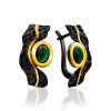 Textured Silver Malachite Earrings, image 