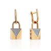 Padlock Design Gold Crystal Transformable Earrings The Roxy, image 