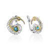 Feather Motif Silver Topaz Earrings, image 