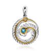 Feather Motif Silver Topaz Pendant, image 