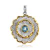 Floral Design Silver Topaz Pendant, image 