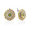 Ornate Floral Design Silver Chrysolite Earrings, image 