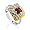 Geometric Design Silver Garnet Ring, Ring Size: 7 / 17.5, image 