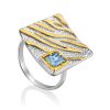 Geometric Design Silver Topaz Statement Ring, Ring Size: 9 / 19, image 