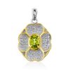 Four Petal Flower Design Silver Chrysolite Pendant, image 