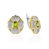 Four Petal Floral Design Silver Chrysolite Earrings, image 