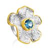 Floral Design Silver Topaz Ring, Ring Size: 6.5 / 17, image 