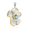 Floral Design Silver Topaz Pendant, image 