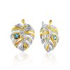 Wonderful Leaf Design Silver Topaz Earrings, image 