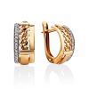 Trendy Chain Motif Gold Crystal Earrings, image 