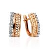 Stylish Gold Crystal Earrings, image 