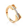 Contemporary Design Gold Crystal Ring, Ring Size: 8 / 18, image 