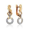 Stylish Gold Crystal Latch Back Earrings, image 