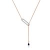 Stylish Gold Sapphire Y-Type Necklace, image 