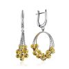 Bicolor Silver Dangle Hoop Earrings The Sparkling, image 