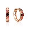 Bright Gold Garnet Hoop Earrings, image 