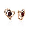 Heart Shaped Design Gold Garnet Earrings, image 