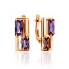 Geometric Design Gold Alexandrite Earrings, image 