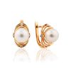 Classy Gold Pearl Earrings, image 