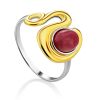 Sleek Gilded Silver Rhodonite Ring, Ring Size: 7 / 17.5, image 