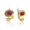Bright Gilded Silver Rhodonite Earrings, image 