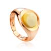 Stylish Rose Gold Plated Silver Amber Ring The Palazzo, Ring Size: Adjustable, image 