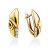 Glossy Gilded Silver Crystal Earrings, image 