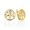 Classy Gilded Silver Crystal Earrings The Tree Of Life, image 